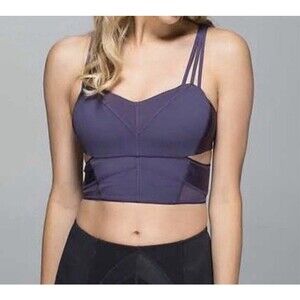 Lululemon Exquisite Bra Ultra Violet Size 8 Purple Cut Outs Top Mesh Strappy